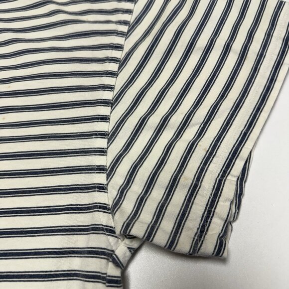 Vintage Code Bleu Crop Top T Shirt Womens Small 20x18 White/Blue Striped 90s - Picture 4 of 12